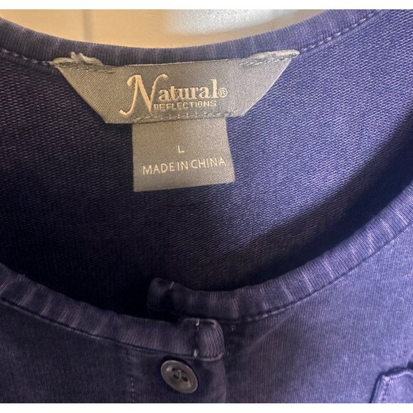 Natural Reflections Women's L Wide Leg Cropped Jersey Knit Blue Jumpsuit Romper - Picture 6 of 9